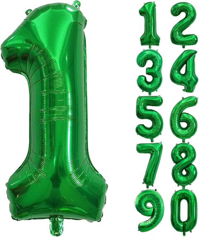 Number Balloons Green Party Balloon - Giant Number 1 Balloon, 40 Inch Large Balloon for St. Patrick's Day Games Theme Birthday Decoration, Girls Boys Party Supplies