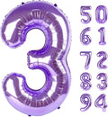Purple 3 Balloon, Number Balloon 40 Inch, 3rd Three Year Old Birthday Deco, Purple Party Supplies for Party Decorations, Number 3 Balloon
