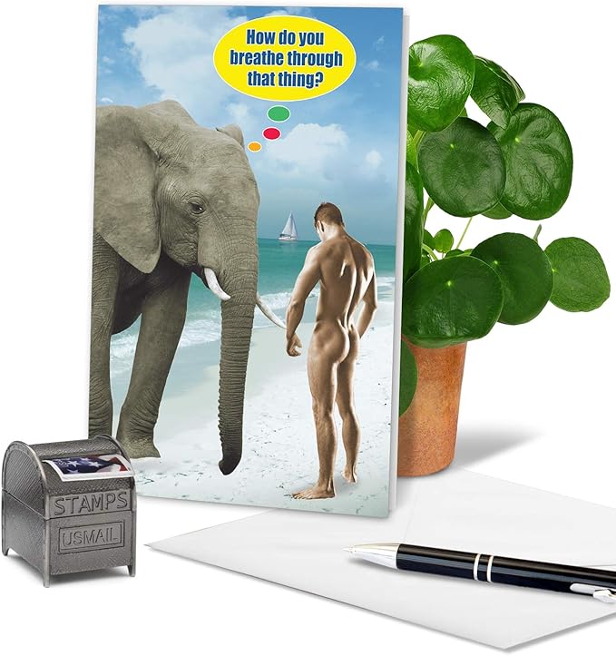 NobleWorks -1 Funny Birthday Card for Men - Inappropriate Grown-Up Humor, Hilarious Birthdays (Buyer Discretion Advised) - Breathe Through that Thing 9982