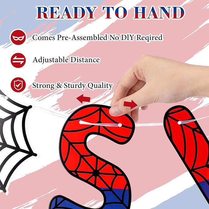 TaoBary Spider Theme 5th Birthday Banner, Pre-strung Swinging into 5 Banner, Spider 5th Birthday Decorations Party Supplies for Kids, Fifth Decor for 5 Years Old Boys Girls(Multicolor)