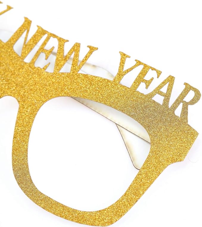 BinaryABC Happy New Year Glasses,Glitter Glasses Frames,2026 New Years Eve Party Decorations,Happy New Year Party Favor,10Pcs