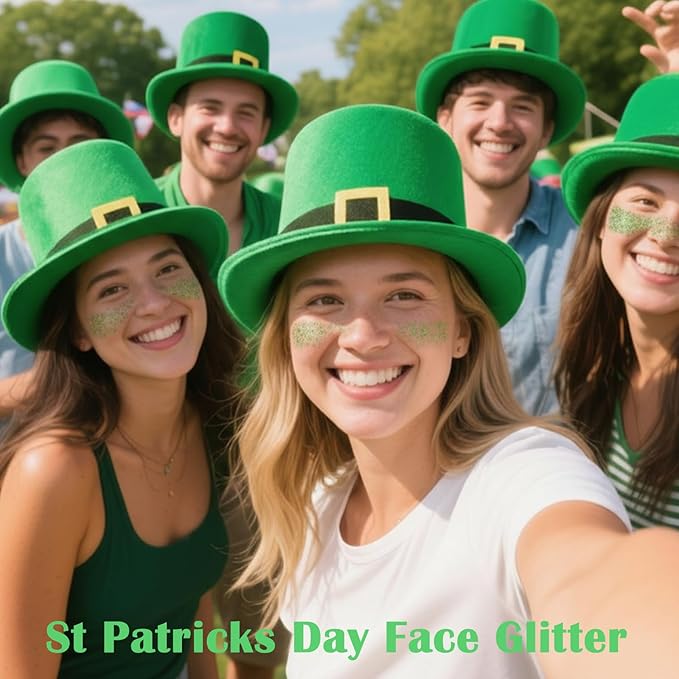 Green Hair Glitter Stick,St Patricks Day Body Face Glitter,Shimmer St Patrick's Day Outfit for Women,Waterproof Green Holographic Glitter,Rave Mardi Gras Singer Concert Party Accessories
