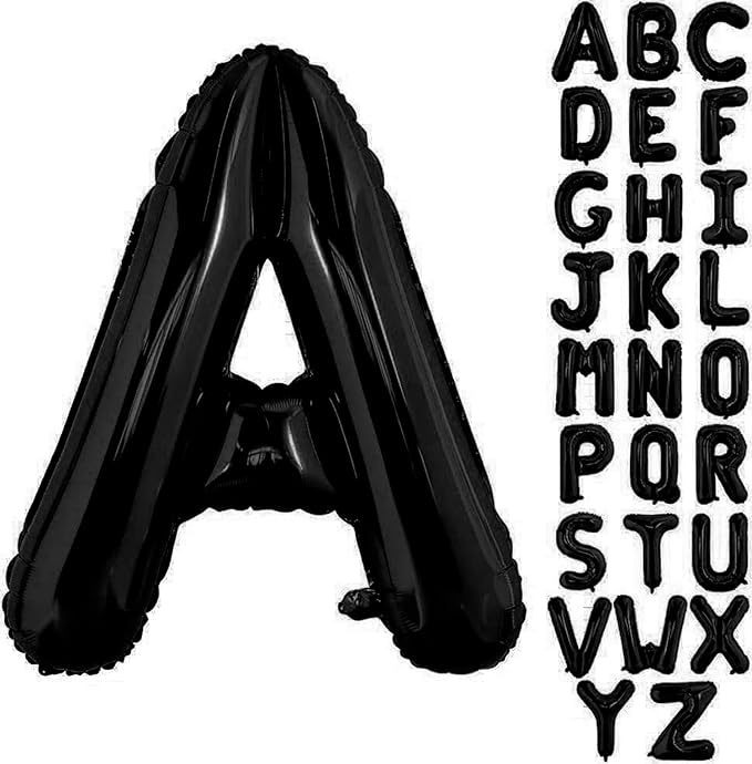 Black Letter A Balloons, 40 Inch Alphabet A Letter Balloons Foil Mylar Big Letter Balloons for Birthday Party Anniversary New Year Graduation Wedding Decorations