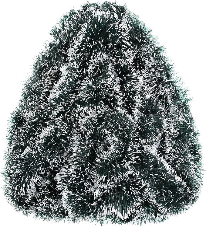 33FT Christmas Tinsel Garland Green Metallic Hanging Twisted Garland Greenery Garlands for Christmas Tree Fireplace Mantle Xmas Party Home Decoration