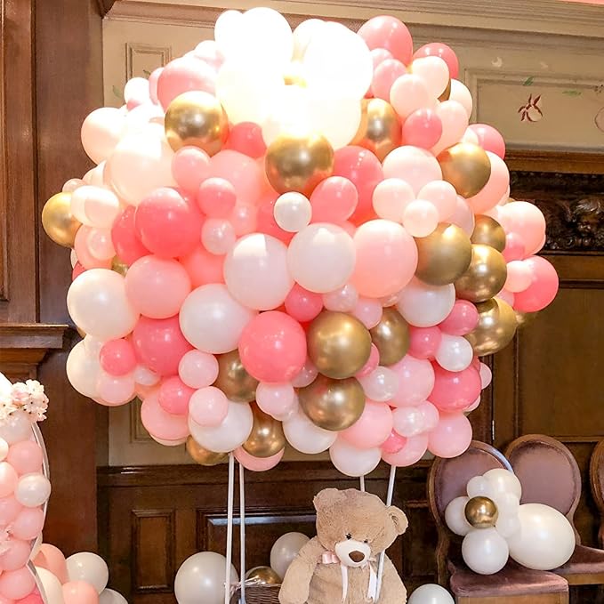 105pcs Light Pink Balloons 12inch Pastel Pink Balloons for Boys Girls Birthday Baby Shower Gender Reveal Wedding Decorations