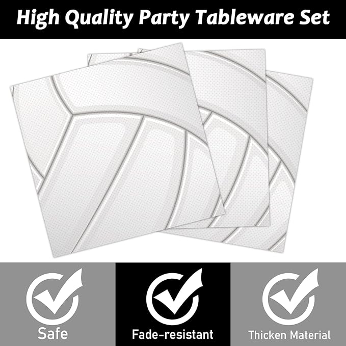 96pcs Volleyball Birthday Party Supplies Sports Paper Plates Napkins Set Disposable Tableware Kit Sports Theme Party Baby Shower Decorations Favors for Boy, Serve 24