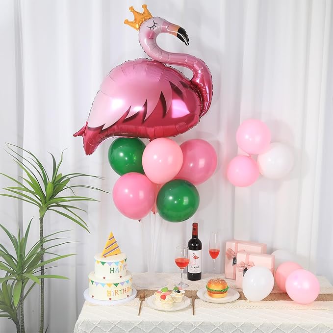 Tropical Flamingo Party Balloons Stand Kit 2 Sets With 2 Flamingo Foil Balloons Tropical Animal Themed Balloon Centerpieces for Tables for Luau Birthday Wedding Baby Shower Party Decorations