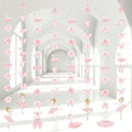 8 Pcs Ballerina Party Decorations Ballet Dancer Birthday Hanging Garlands Banner Pink Swan Rose Butterfly Paper Cutouts for Girls Wall Ceiling Decor Ballet Birthday Party Supplies