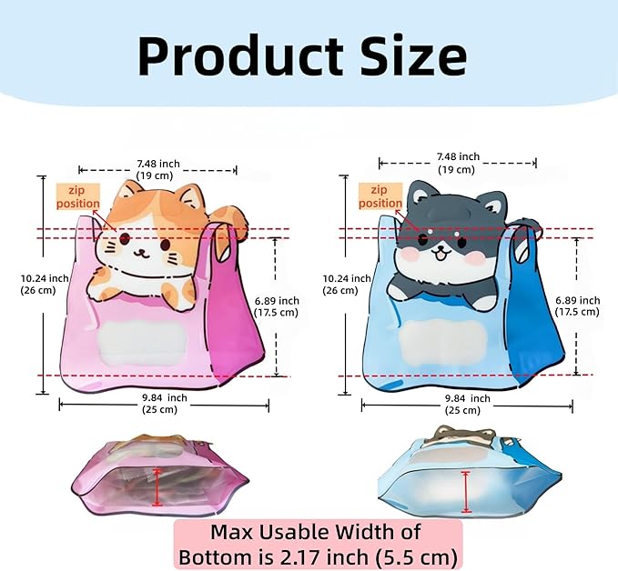 FERENLI 20 Pack Cartoon Gift Bags with Handle Clear Window Self Sealing Snacks Plastic Goodie Bags for Birthday Baby Shower Party Favor (9.8x10.2 inch, Mixed)