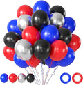 Black Red and Blue Balloons, 50PCS Red and Blue Party Balloons, 12Inch Spider Theme Balloon Metallic Silver Black Red Blue Balloons for Boys Birthday Graduation Baby Shower Party Decorations