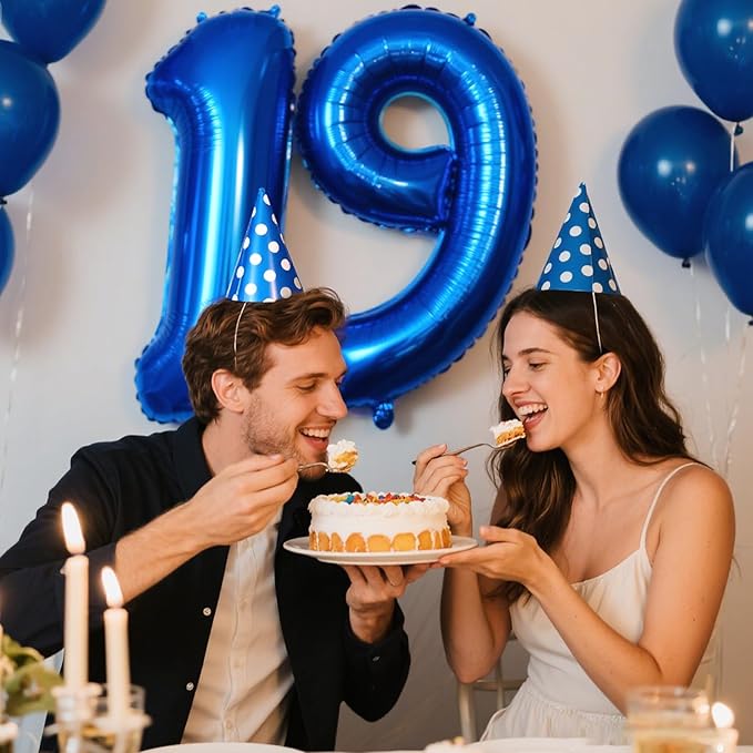40 Inch Navy blue Number 19 Digital Balloon,Jumbo Mylar Foil Helium Balloon for 19 Balloons for Birthday Party,Wedding Anniversary Party Decorations