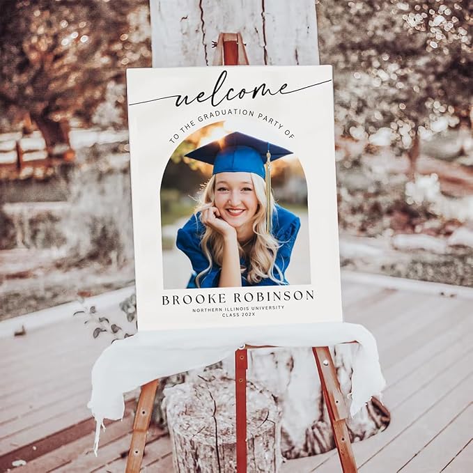 Graduation Party Welcome Sign, Photo Graduation Poster, Greenery Grad Poster, Grad Party Decorations, Senior 2025 2026, Class of 2025 Welcome Board,Custom Grad Celebration Sign, Graduates, Canvas 9