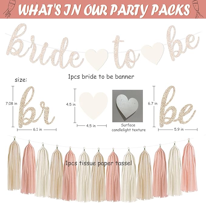 Boho Pink Bridal Shower Decorations, Champagne-Gold Bride To Be Banner Bachelorette Party Decor, Honeycomb Balls, Paper Flowers, Lanterns, Hanging Swirls, Circle Dots Garland for Wedding Shower Party