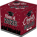 Graduation Card Box 2026 - Congrats Grad Card Boxes Holder, Maroon and Black Class of 2026 Graduation Gift Cards Box for Graduation Party Decorations 2026 Favors Decor Supplies Props,9x 9 x 9 inches