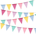 72 Flags Imitated Burlap Pennant Banner Multicolor Fabric Triangle Flag Bunting for Summer Party and Festival Classroom Hanging Decoration