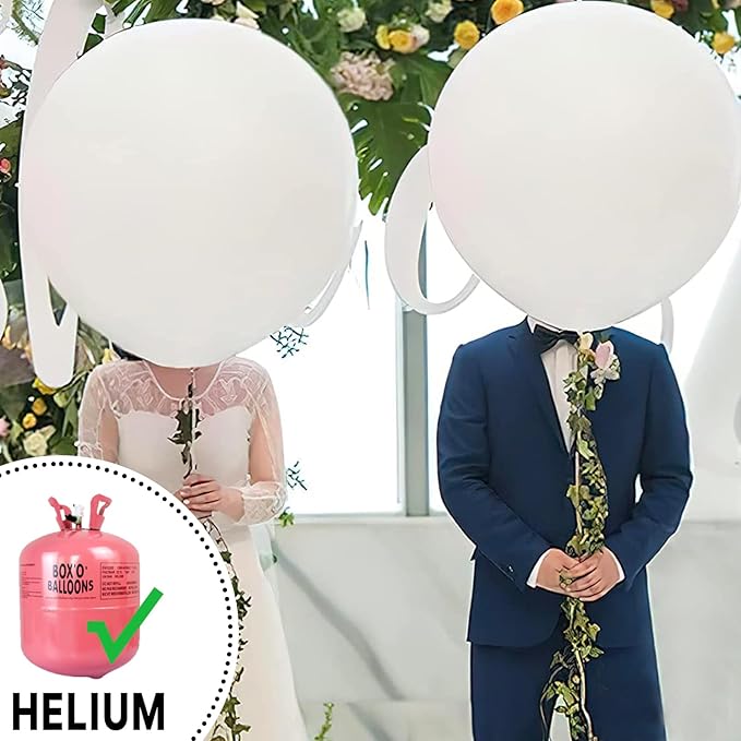 PartyWoo White Balloons 4pcs 36 Inch Extra Large Big Jumbo Giant Matte White Latex Helium Balloons for Wedding Bridal Graduation Engagement Baby Shower Birthday Tea Party Decorations White-Y13