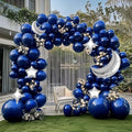 Navy Blue Balloon Garland Arch Kit Double Stuffed Royal Blue Star Moon Balloons for Birthday Baby Shower Over the Moon Prince Graduation Wedding Space Astronaut Galaxy Party Decorations