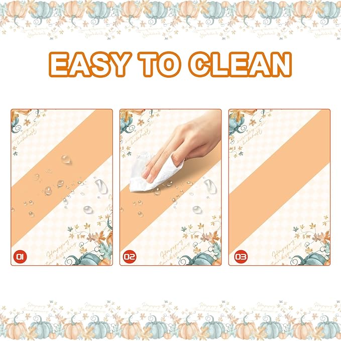 Childom 2 PCS Thanksgiving Disposable Tablecloths,Thanksgiving Decorations 54 x 108 Inch Orange Pumpkin Maple Table Cloths Plastic Table Cover for Rectangle,Home,Parties,Outdoor Picnic,Baby Showering