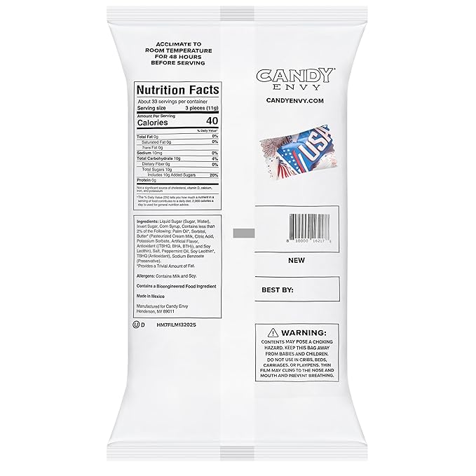 Candy Envy - Patriotic Buttermints - 10 Bags Casepack with Approximately 100 Mint Per Bag - 4th of July Favors