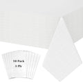 White Paper Tablecloths for Rectangle Tables 10 Pack, 54''×108'' Disposable Table Cloth for 3-9 Ft Tables, Paper & Plastic Party Table Cover for Birthday, Outdoor, Wedding, Banquet