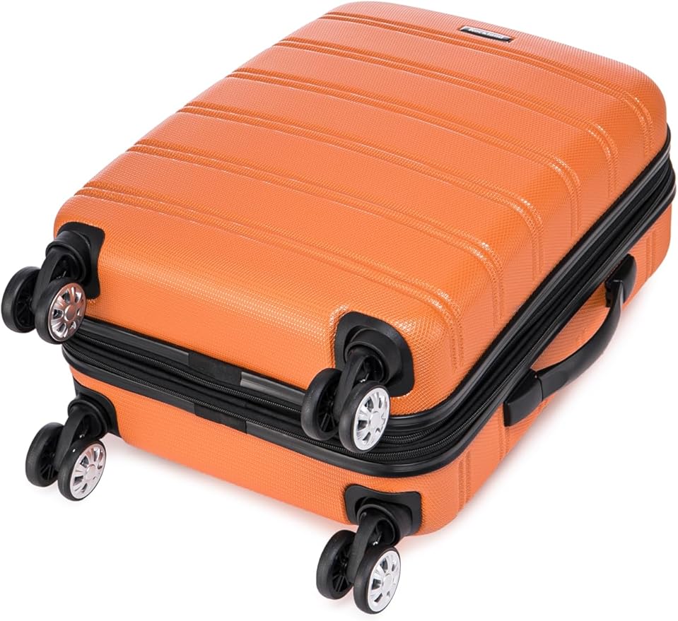 Rockland Melbourne Hardside 2 Piece Expandable Spinner Wheel Luggage Set, Carry-On 20" and Tote 14", Orange