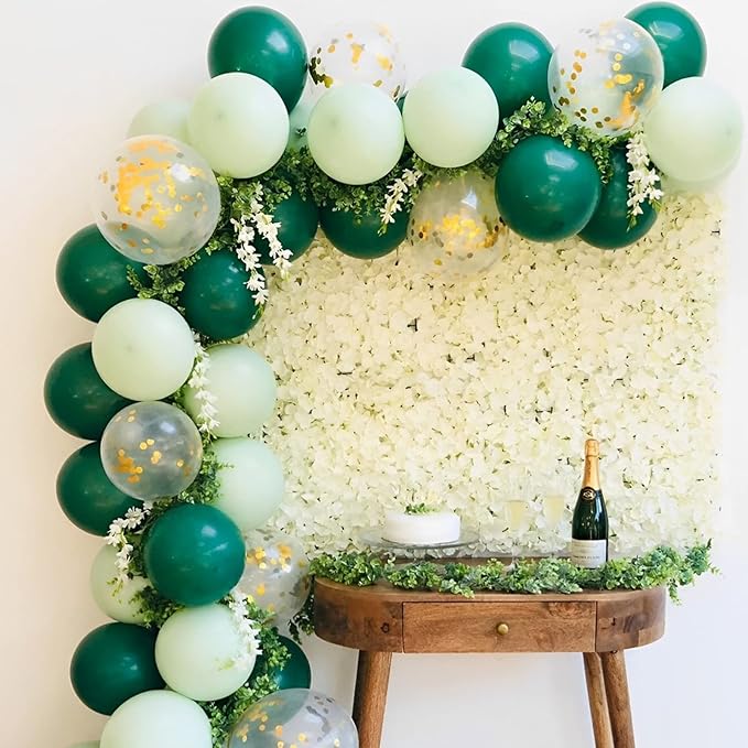 105pcs Dark Green Balloons 12inch Hunter Green Balloons for Birthday Dinosaur Baby Shower St. Patrick's Day Summer Jungle Forest Safari Party Decorations