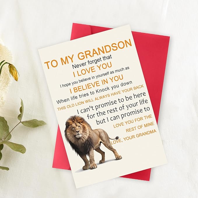 OJsensai Cute Birthday Card for Grandson, Best Gifts from Grandma Nana, Happy Birthday for Grandson Kids Adult