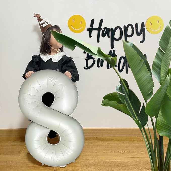 Number 8 Balloons White Sand Eight Balloon for 8 Year Old Birthday Decorations 40 Inches Cream White Large Numbers 8th Birthday Party Nude Ballons Beige 8 Digital Neutral Balloon Pearl White 8