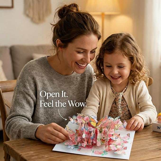 Butterfly Flower Pop Up Card, 3D Butterflies Flowers Garden Anniversary Valentine's Day Popup Cards, Thank You, Happy Birthday Greeting Card for Mom, for Wife, for Daughter, for Sister