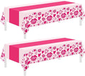 Childom 2 Pcs Valentines Day Tablecloths for Valentines Day Decorations,54" x 108" Disposable Plastic Tablecloths,Rectangle Lip Table Cover for Party Decorations Mothers Day Anniversary Birthday