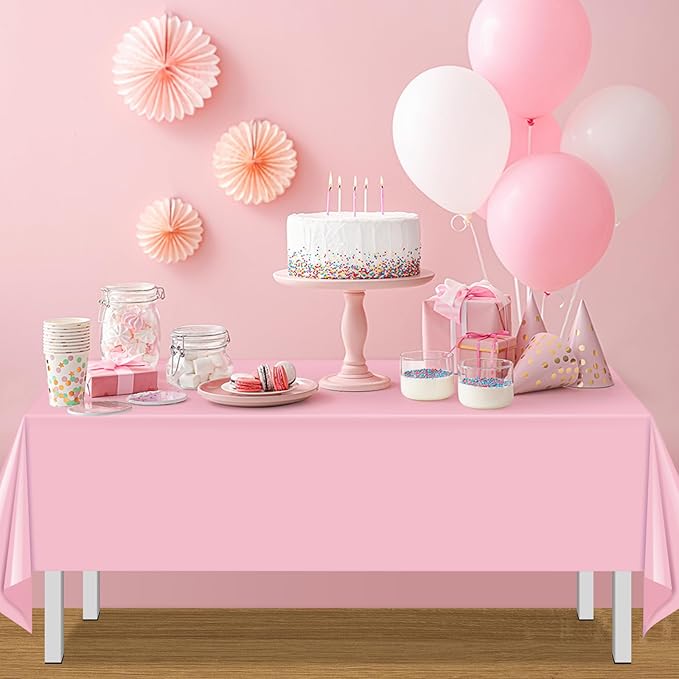 12Pcs Pastel Tablecloths, Rainbow Mix Color Plastic Tablecloth Disposable Rectangle Table Covers for Baby Shower,Bridal,Wedding, Easter,Birthday and Ice Cream Party Decoration, 54 x 108 Inch