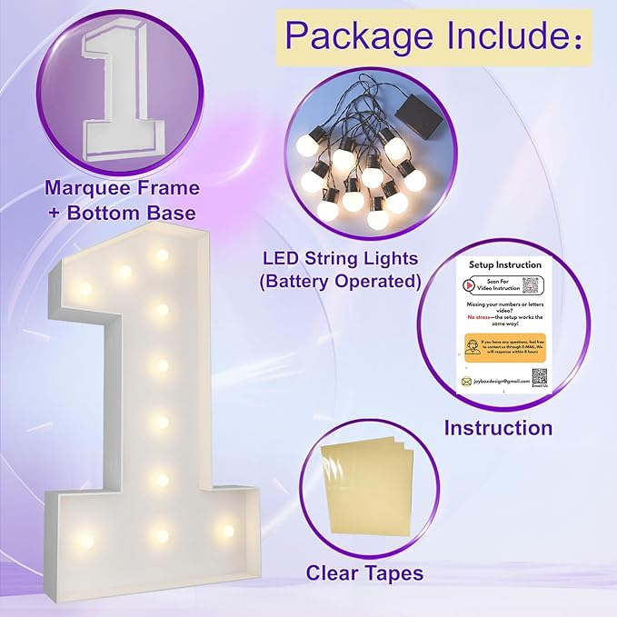 3FT Marquee Light Up Numbers Pre-Cut Frame Giant Marquee Numbers 4, Mosaic Numbers for Balloons, 14th 24th 34, 40th Birthday Decorations for Women Men, 40th Anniversary Decorations, Party Decor