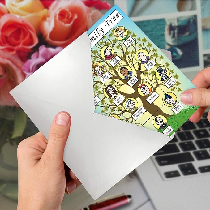NobleWorks Schitt Family Tree - Hilarious Birthday Greeting Card with Envelope (4.63 x 6.75 inch) - Adult Humor, Appreciation Card for Family Birthdays - Funny Bday Gratitude Notecard Stationery 4250