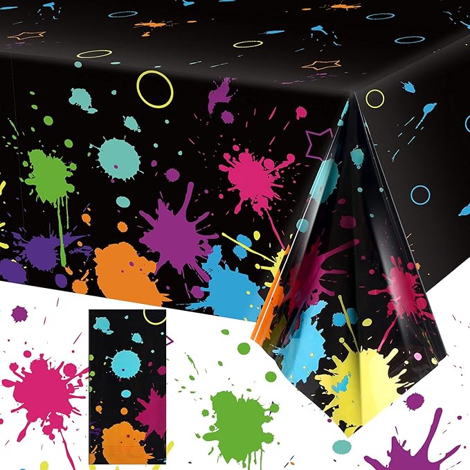 Glow Party Table Covers Neon Plastic Tablecloths 108 x 54 Inch Disposable Neon Glow Table Cloths for Black Light Birthday Party Supplies Decorations(1 Piece)