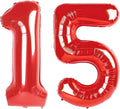 40 Inch Red Number 15 Digital Balloon,Jumbo Mylar Foil Helium Balloon for 15 Balloons for Birthday Party,Wedding Anniversary Party Decorations