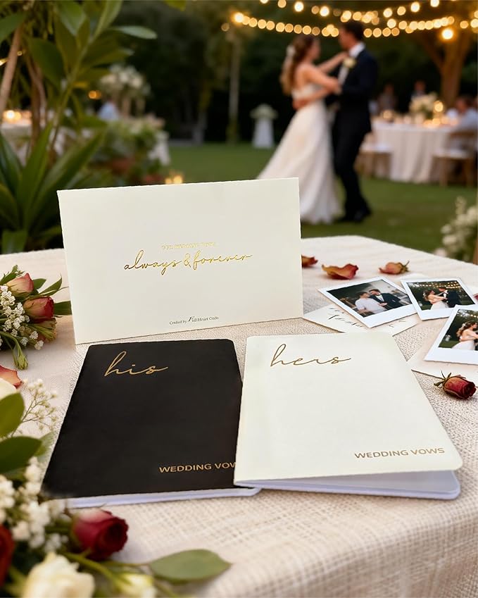 Vow Books His and Hers, Wedding Vow Books with Soft Touch Gold Foil Engraving, Wedding Essentials, Wedding Accessories