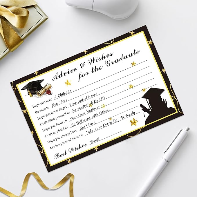 Fibevon Graduation Advice Cards - 50-Pack Graduate Party Supplies 2026 Advice for the Graduate Graduation Decorations Party Favors Table Games Personalized Graduations Cards