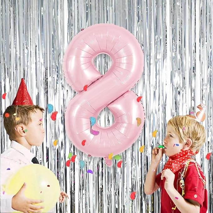 TONIFUL 40 Inch Pastel Pink Number 8 Balloon Balloon Big Pink Digital 8 Balloon for Girl's Birthday Party Wedding Bridal Shower Engagement Anniversary Photo Shoot Supplies
