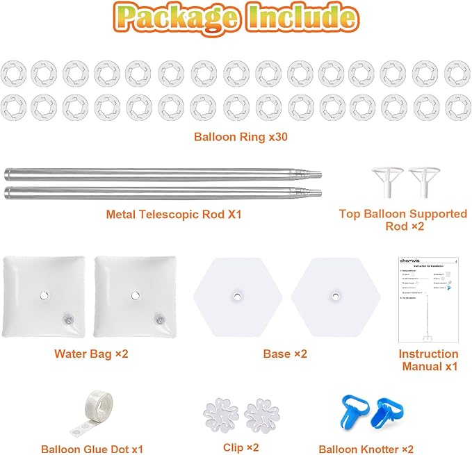 Chamvis 2 Set Balloon Column Kit - 6.56 feet Balloon Column Stand with Base for Baby Shower, Birthday Party, Graduation, Wedding Kids Party Centerpieces Decorations