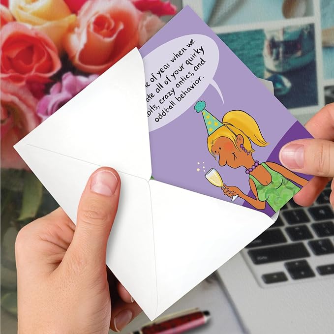 NobleWorks, Funny Birthday Greeting Card with 5 x 7 Inch Envelope (1 Card) Bday Weirder Than Me C10862BDG