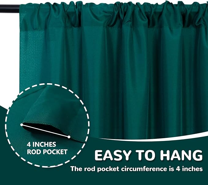 MEETSKY 10ft x 8ft Hunter Green Backdrop Curtains for Parties Christmas Wedding Curtain Rod Pocket Dark Green Photo Backdrop Sliding Drapes Backdrop Curtains for Photography, 5ft x 8ft, 2 Panels