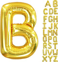 40 Inch Letter Foil Balloons Gold for Graduation, Birthday, Wedding Decorations Jumbo Photo Backdrops Big Alphabet B