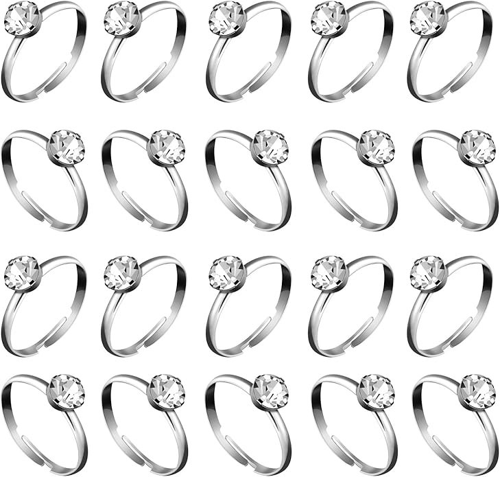 Whaline 36 Packs Diamond Engagement Rings Bridal Shower Rings for Wedding Table Decorations, Party Supply, Favor Accents, Cupcake Toppers