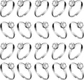 Whaline 36 Packs Diamond Engagement Rings Bridal Shower Rings for Wedding Table Decorations, Party Supply, Favor Accents, Cupcake Toppers