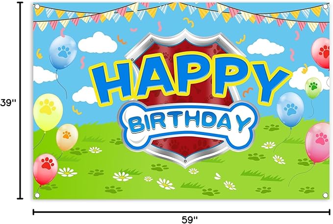 5x3ft Cartoon Dog Theme Backdrop Cartoon Photography Background Kids Boys Girls Birthday Party Decorations Photo Booth Banner Props