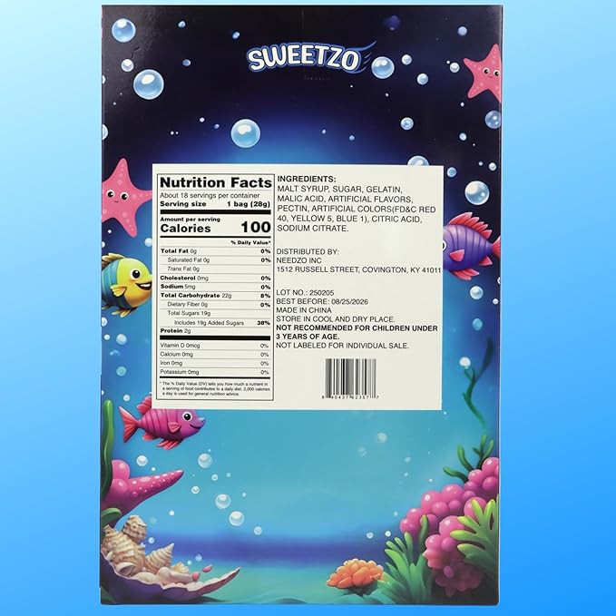 Mermaid Gummy Candy, Individual Bags for Birthday Parties, Assorted Fruit Flavors, Easter Basket Stuffers, 18 Count