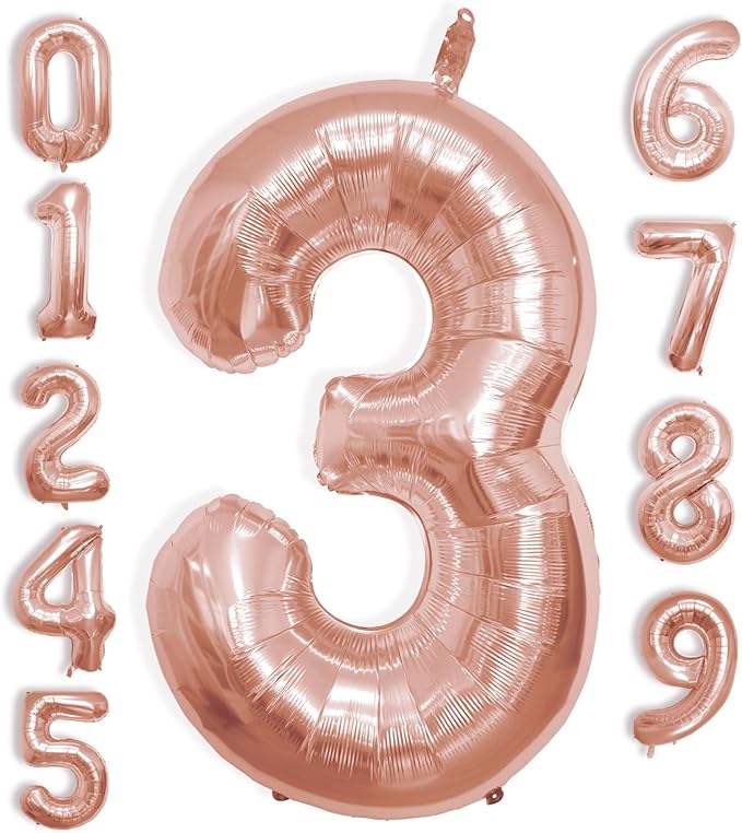 40 Inch Large Rose Gold Number Celebration and Decoration Balloon for Birthday Parties, Graduations, Anniversaries, Weddings, Photo Shoots, Special Events (Rose Gold Number 3)