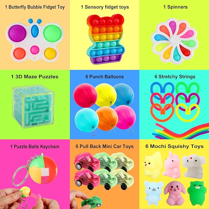 160 pcs Fidget Toys Pack, Party Favors For Kids 8-12 Mini Autism Sensory Toy Goodie Bag Pinata Stuffers Treasure Box School Prizes Birthday Party Supplies Halloween Treat Xmas Gifts For Boys Girls 4-8