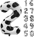 Cow Print Number Balloons, Large Foil Number 2 Balloon 40 Inch Cow Balloon for Boys Girls Birthday Decoration Cow Themed Birthday Party Decorations Farm Animal Party Supplies