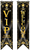 Blulu VIP Party Decorations Roaring 20s Movie Night Banner VIP Porch Sign Movie Theater Now Showing Hanging Porch Sign 1920s Party Supplies(Black)